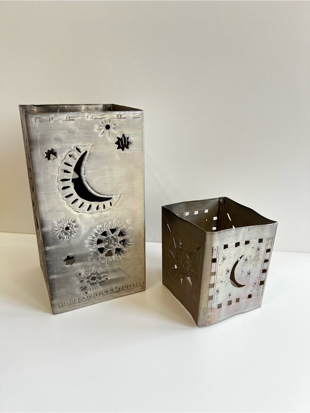 Whimsigoth 90s Celestial Decor Metal Candle Holder Shadow Lantern Sun Moon Stars